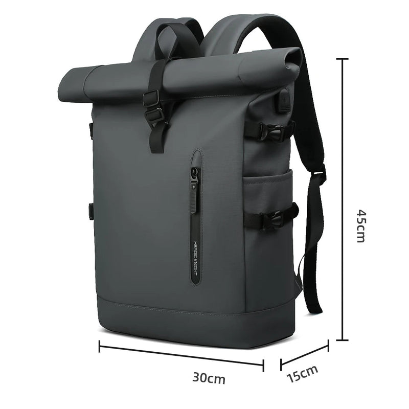 Mochila Executiva Impermeável Rolltop para Laptop 15.6" com USB | Heroic Agile Cinza