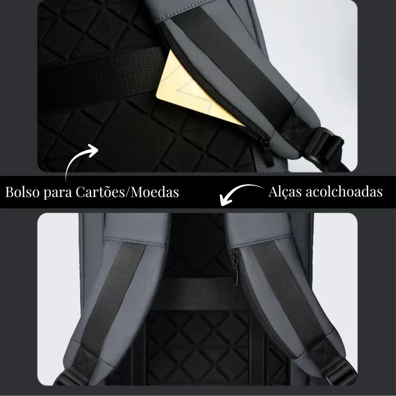 Mochila Executiva Compacta para Laptops 15.6" Knight Slim Cinza Escuro