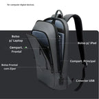 Mochila Executiva Compacta para Laptops 15.6" Knight Slim Cinza Escuro