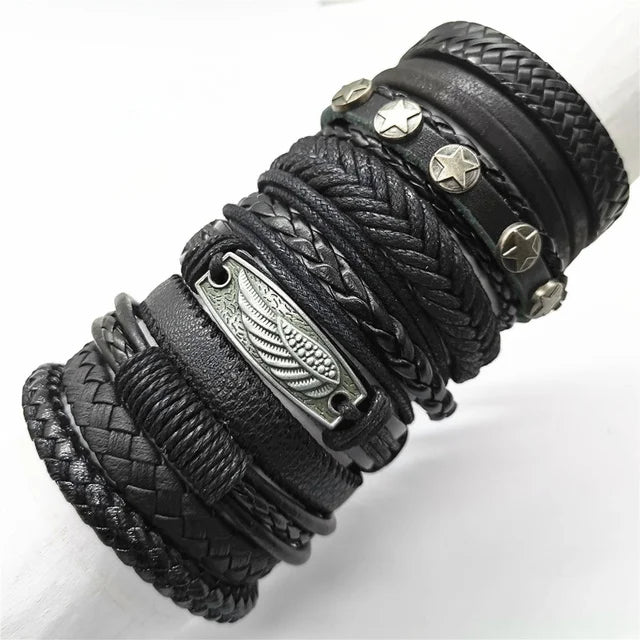 Kit Pulseiras Masculinas Aço Inoxidável Preto