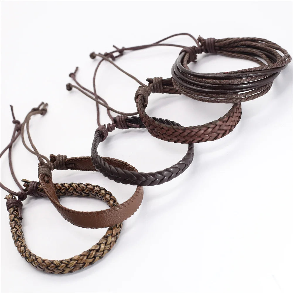Pulseira Masculina Couro Trançado