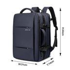 Mochila expansível Heroic Travel azul – outro ângulo