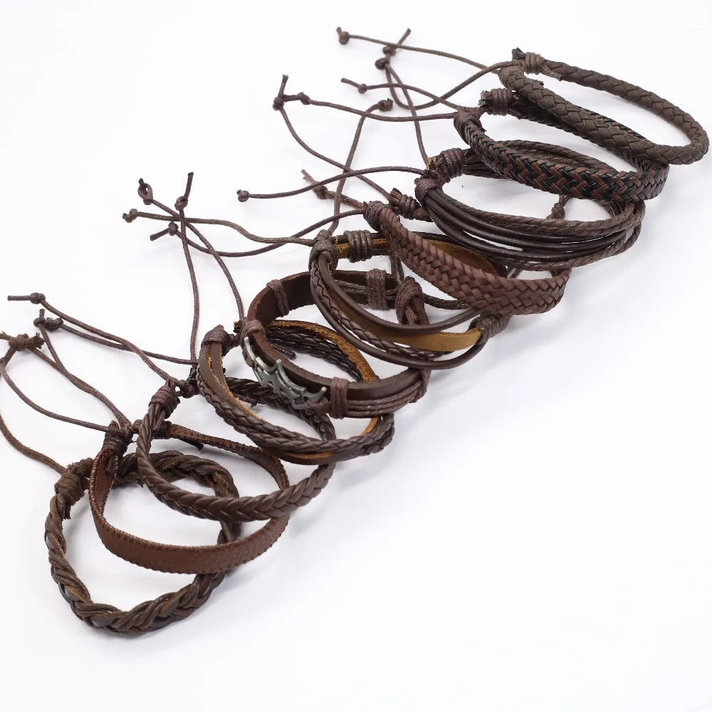Pulseira Masculina Couro Trançado