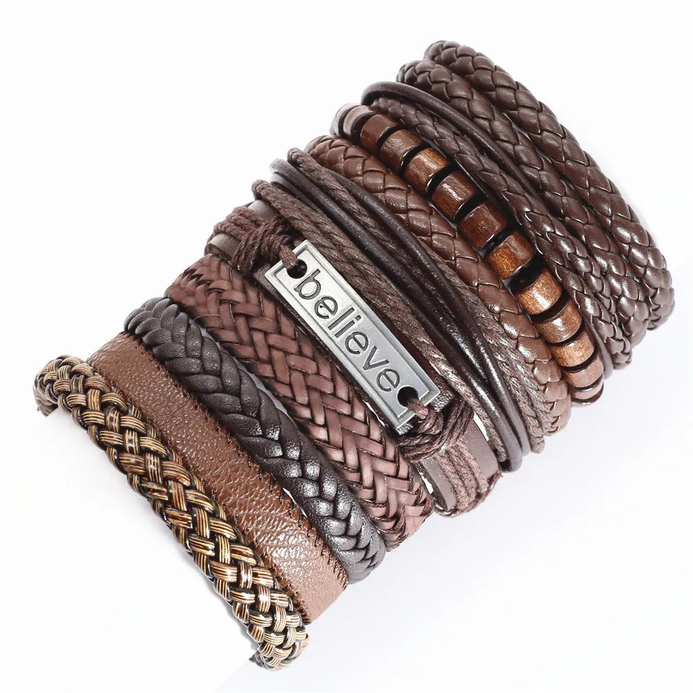 Pulseira Masculina Couro Trançado