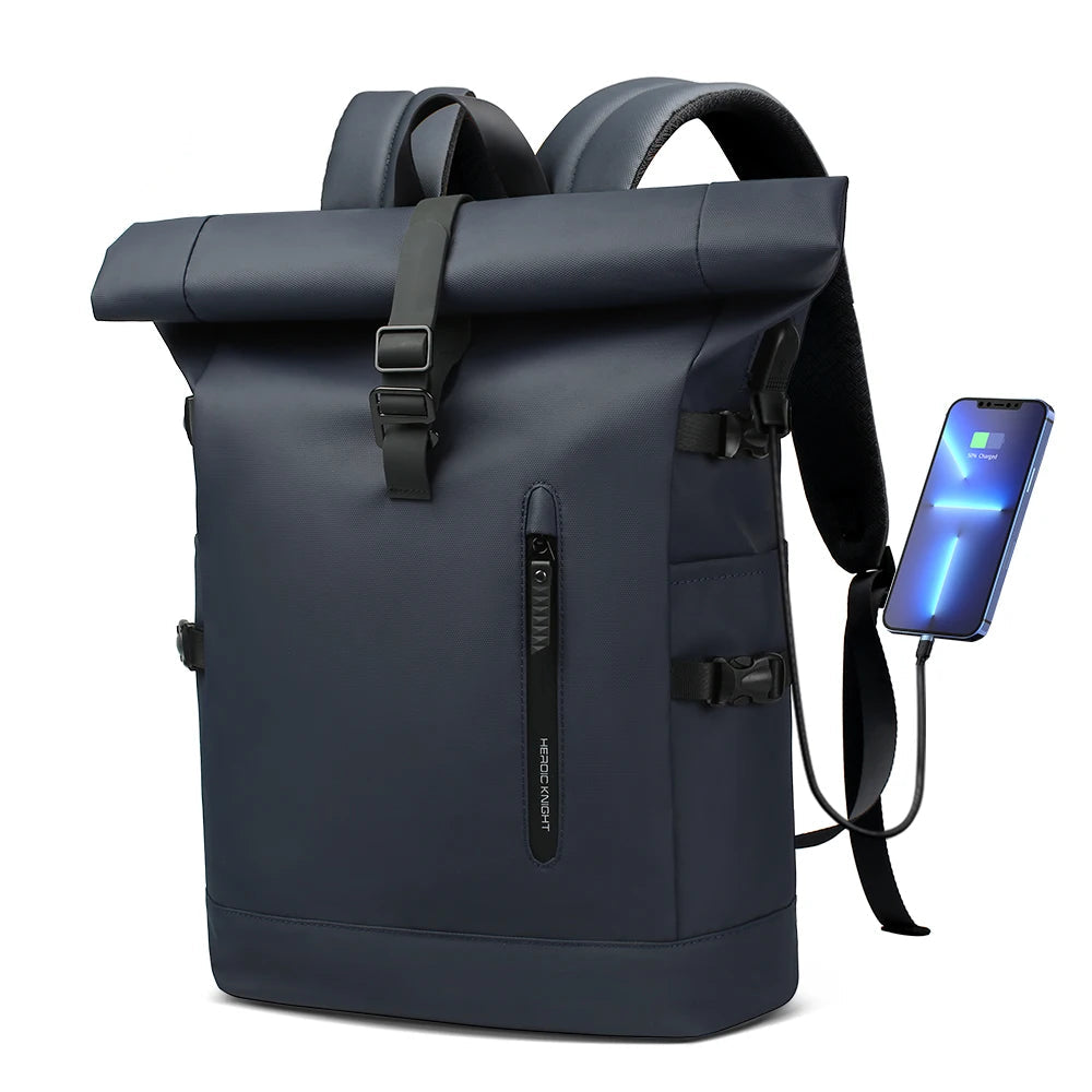 Mochila Executiva Impermeável Rolltop para Laptop 15.6" com USB | Heroic Agile Azul