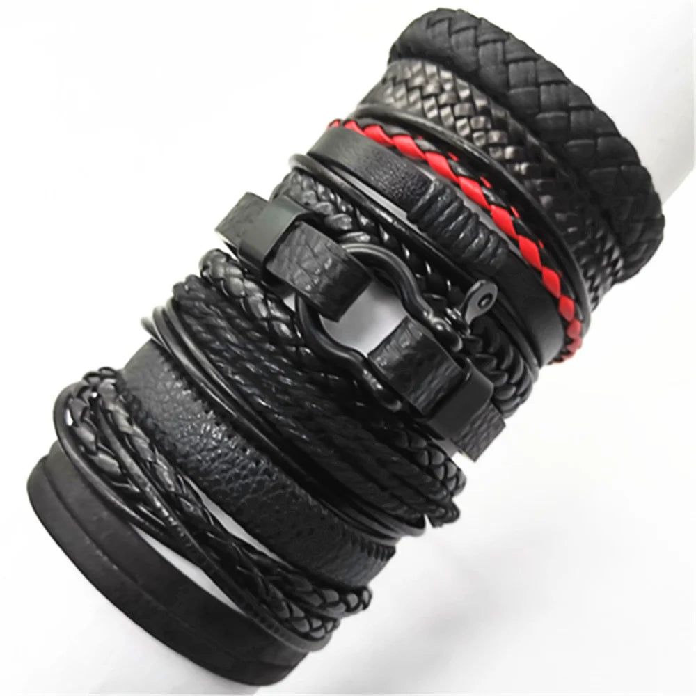 Kit Pulseiras Masculinas Aço Inoxidável Preto