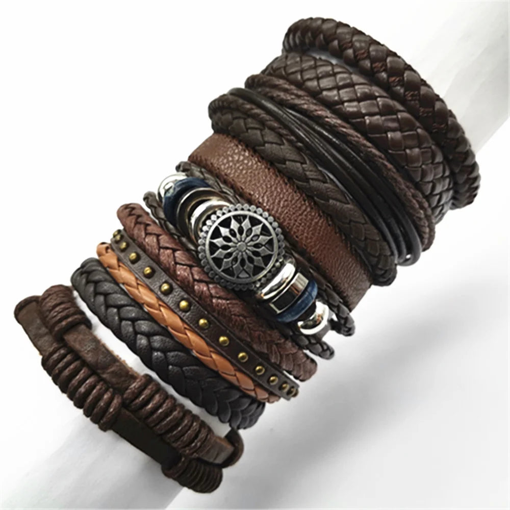 Pulseira Masculina Couro Trançado