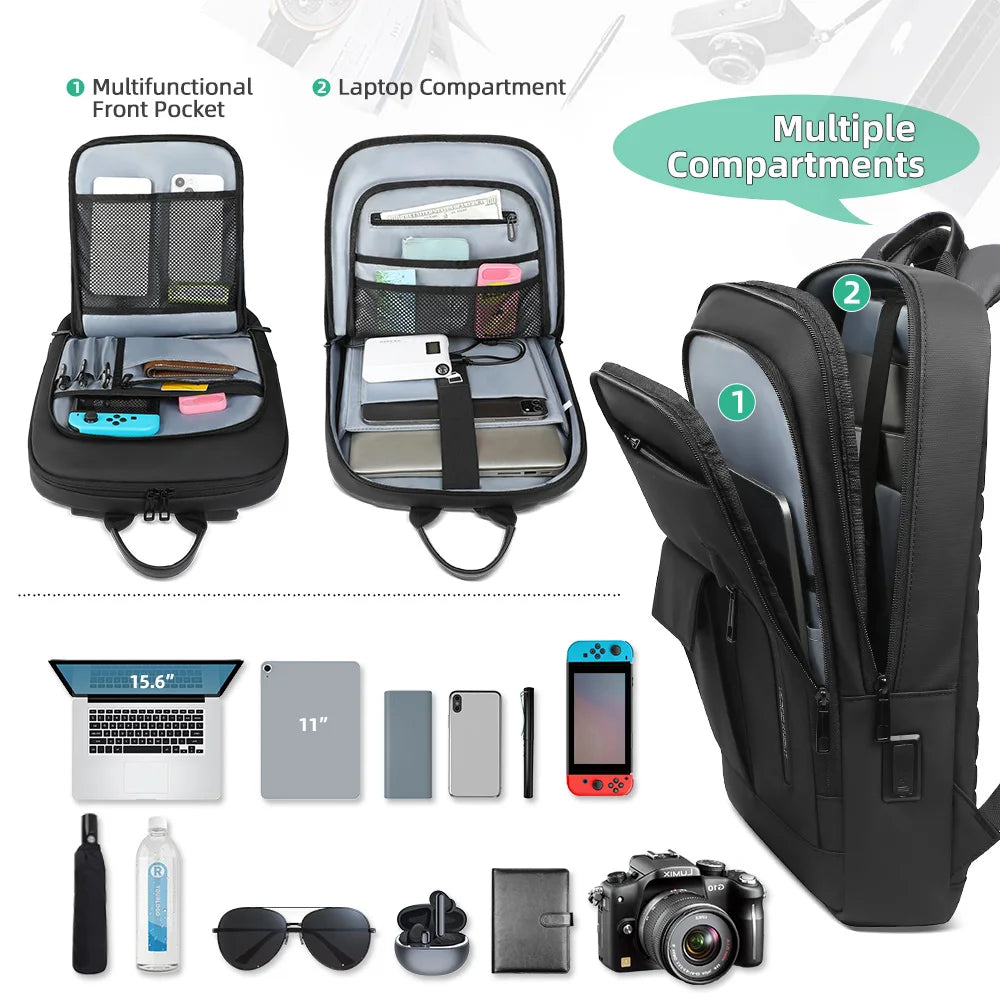 Mochila Executiva Compacta Impermeável Knight Slim II Preto
