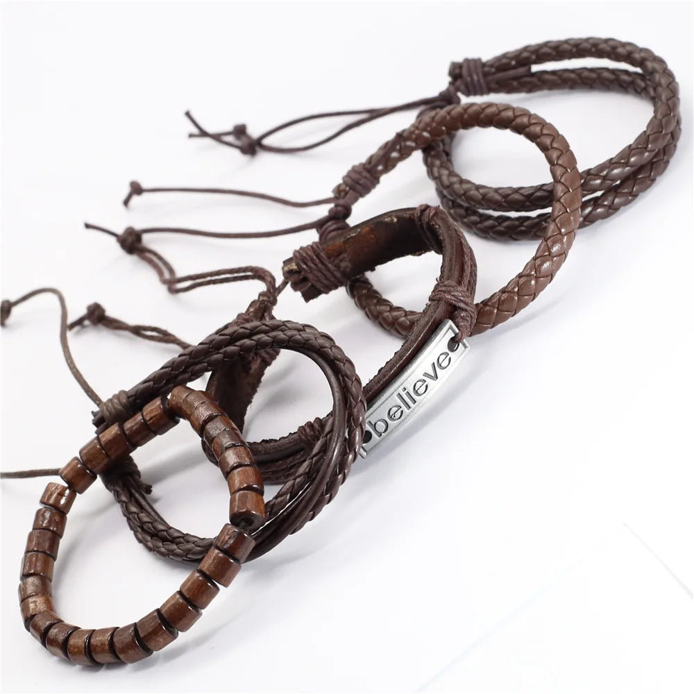 Pulseira Masculina Couro Trançado