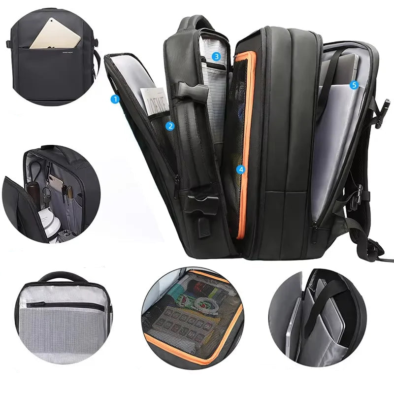 Mochila de viagem azul Heroic Travel – detalhes