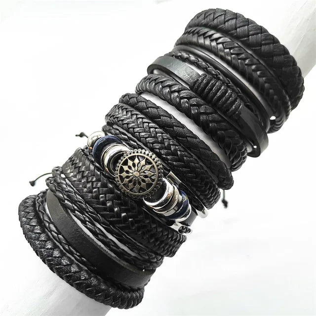 Kit Pulseiras Masculinas Aço Inoxidável Preto