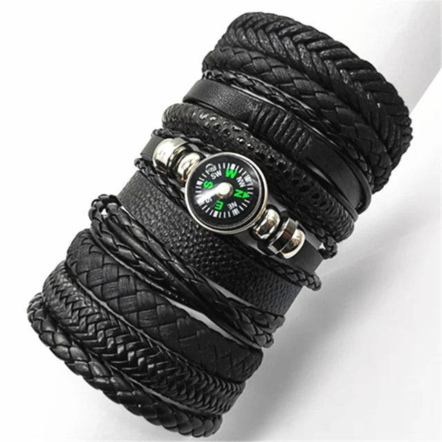 Pulseira Masculina Couro Trançado