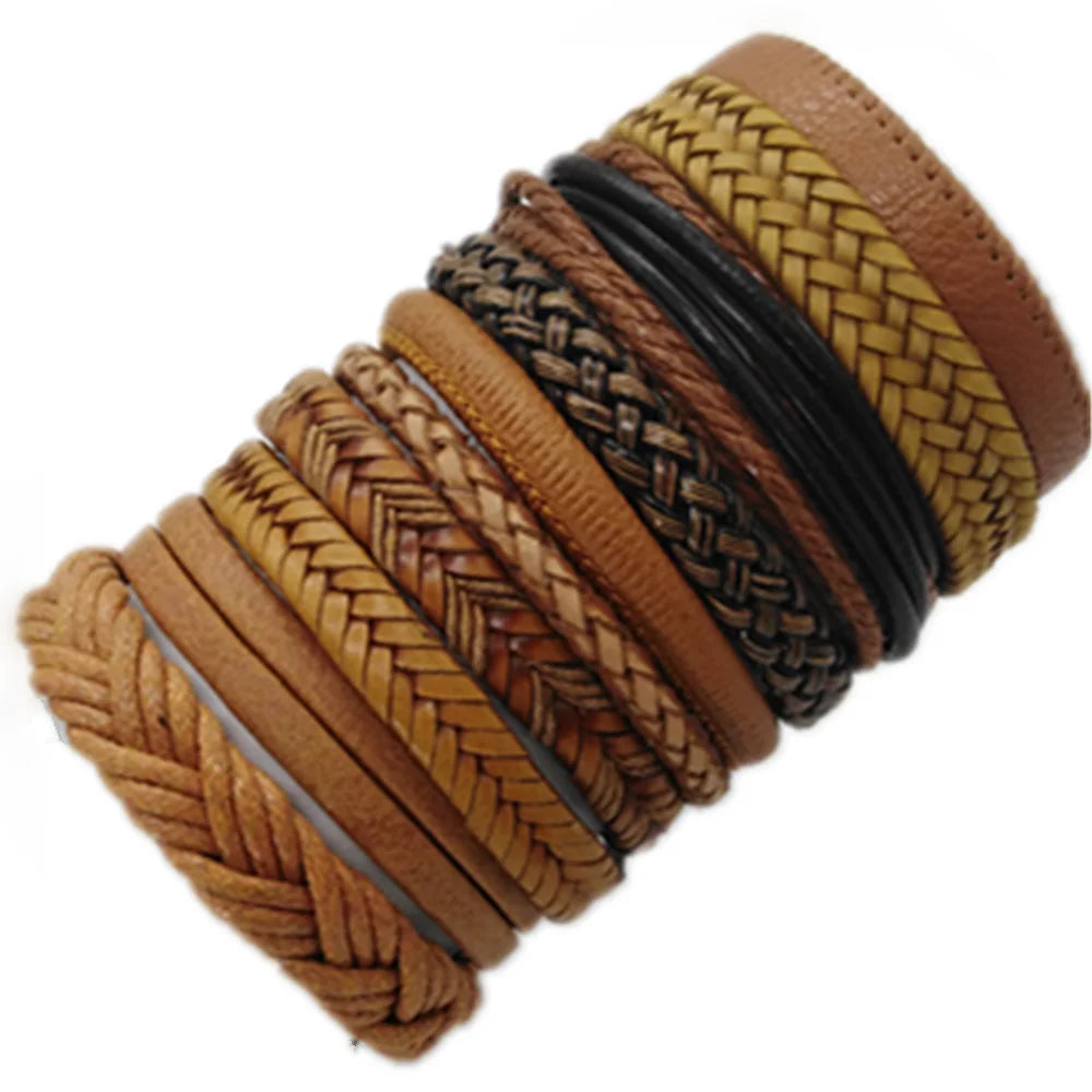 Pulseira Masculina Couro Trançado