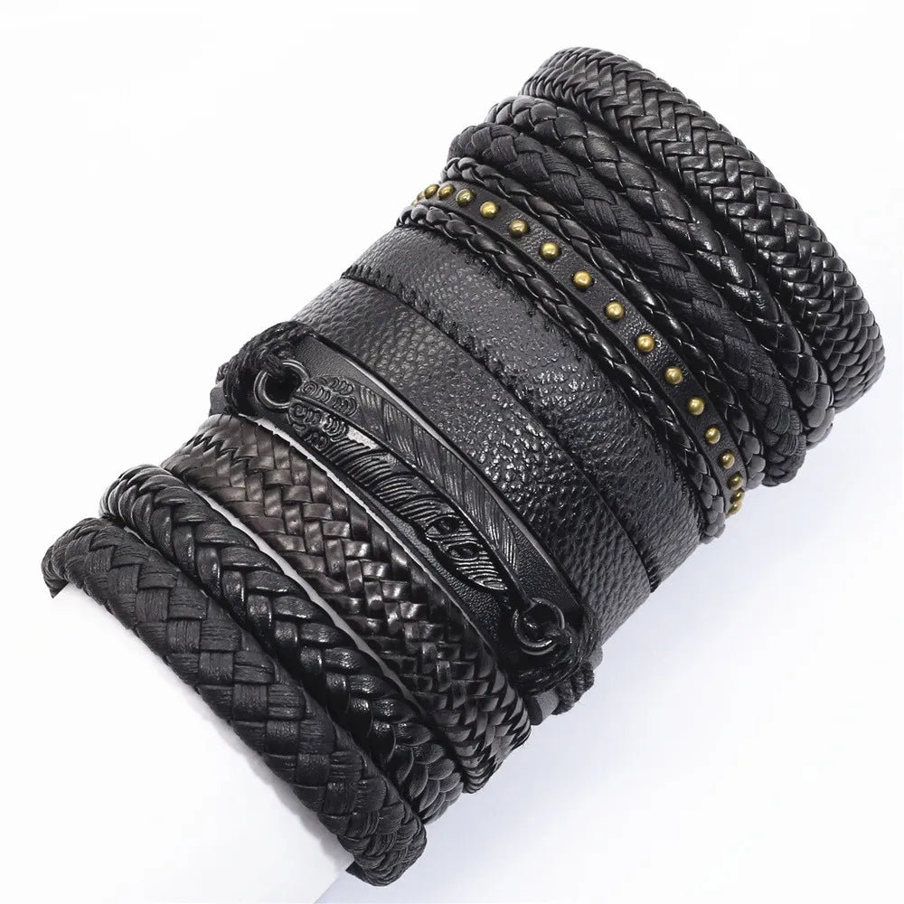 Kit Pulseiras Masculinas Aço Inoxidável Preto