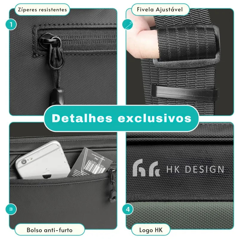 Bolsa Transversal Crossbody Masculina | HK Cinza