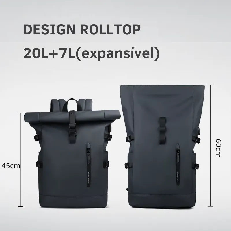 Mochila Executiva Rolltop para Laptop 15.6" com USB | Heroic Agile Preto