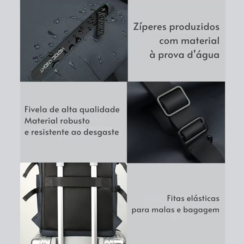 Mochila Executiva Rolltop para Laptop 15.6" com USB | Heroic Agile Preto