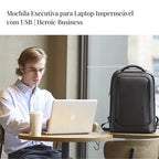 Mochila Executiva para Laptop Impermeável com USB | Heroic Business Verde